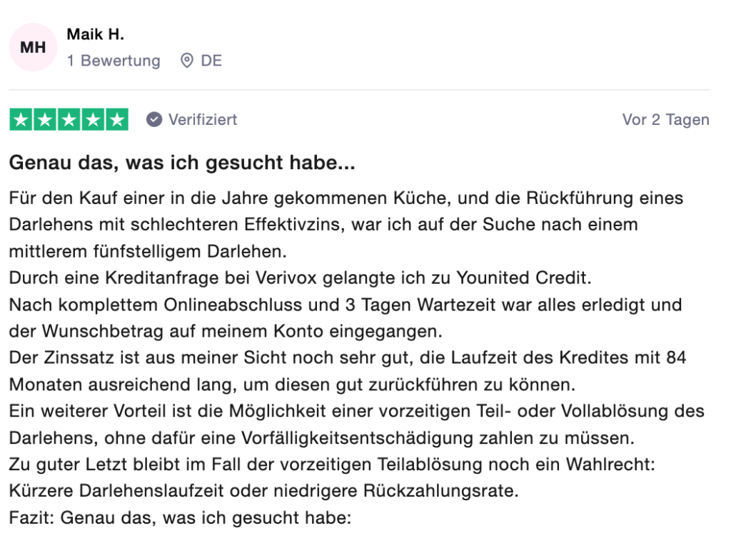 Younited Bewertungen auf Trustpilot